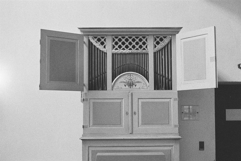 The historic organ in the Epiphany church (Dreikönigskirche) in Dresden. Shot on Bergger Pancro 400.