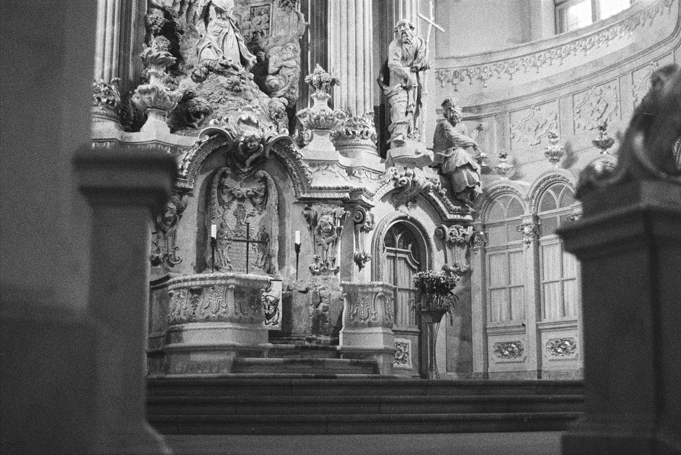 The alter in the Church of Our Lady (Frauenkirche) in Dresden. Shot on Bergger Pancro 400.