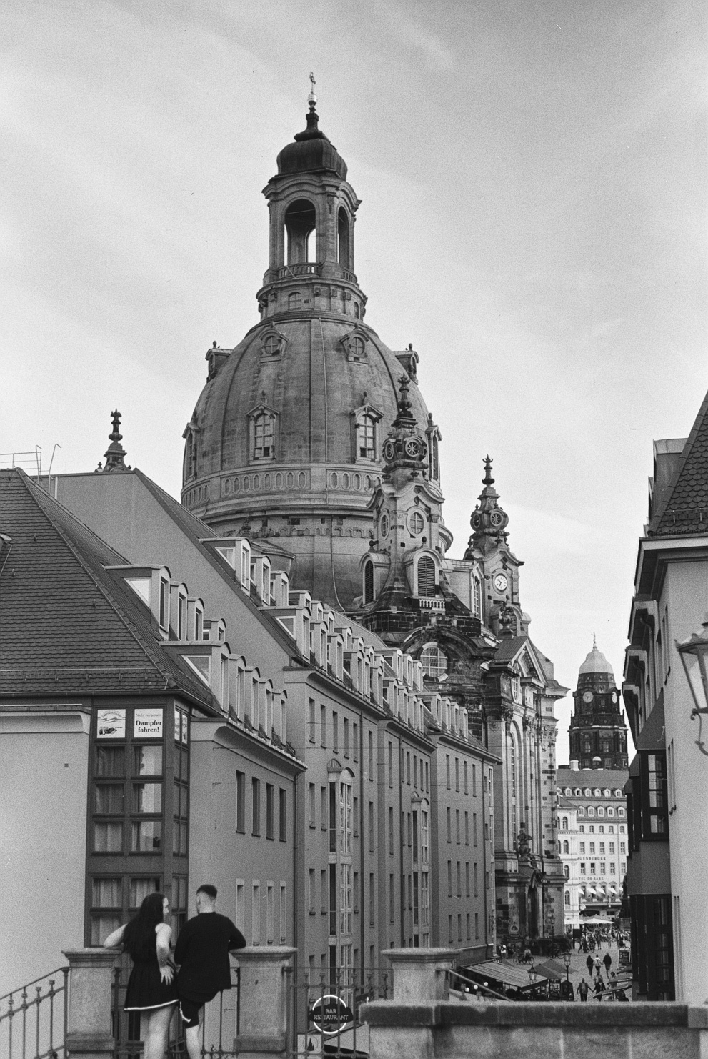 The Church of Our Lady (Frauenkirche) as seen from Bruhl's terrace (Brühl'sche Terrasse). Shot on Fomapan 200 creative.
