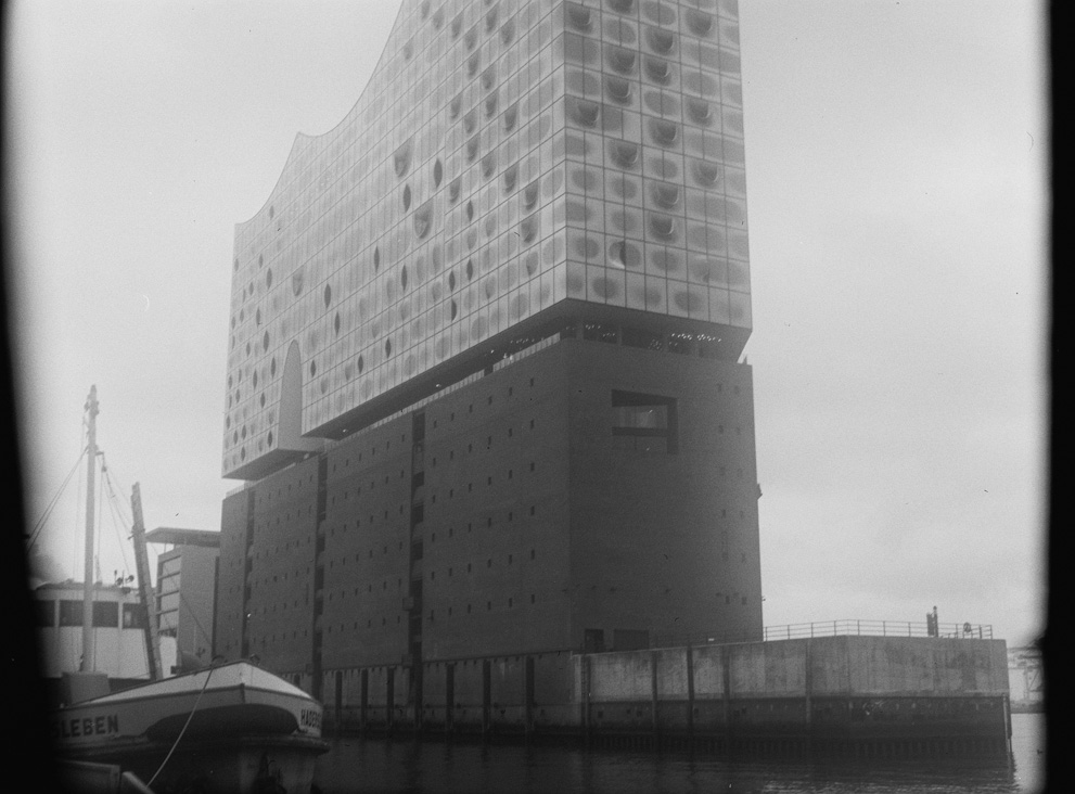 Elbphilharmonie in Hamburg. Shot on Ilford HP5 Plus